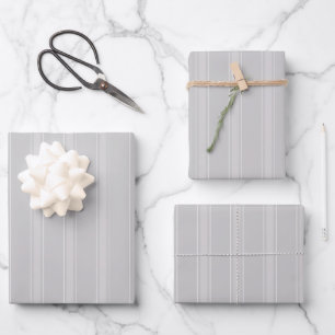 Hoja De Papel De Regalo Gris Claro y Rayas Gris Pálido