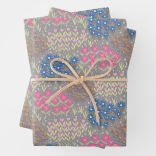 Hoja De Papel De Regalo Gris de cama floral