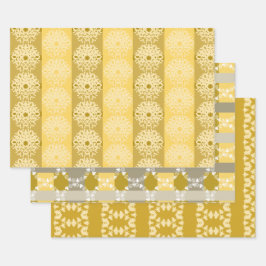 Hoja De Papel De Regalo Gris Oro Y Crema Patentado