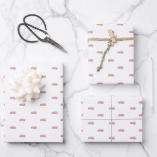Hoja De Papel De Regalo Gris Pastel Rojo Minimalista Guiones en Blanco