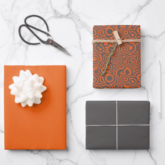 Hoja De Papel De Regalo Gris y Naranja (Anverso)