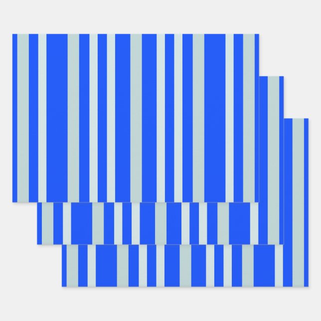 Hoja De Papel De Regalo Grises Grises Grises Línea Verde Rayas En Azul (Set)