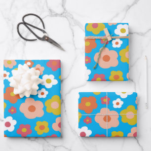 Hoja De Papel De Regalo Groovy Daisies Floral Colorful Birday Baby