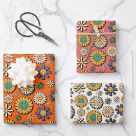 Hoja De Papel De Regalo Groovy Daisies Hippie Retro 70