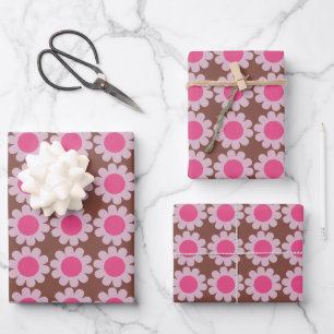 Hoja De Papel De Regalo Groovy Daisy Winter Pink