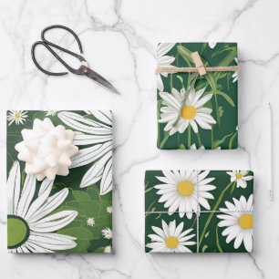 Hoja De Papel De Regalo Groovy Mid Century Moderno Daisy Floral