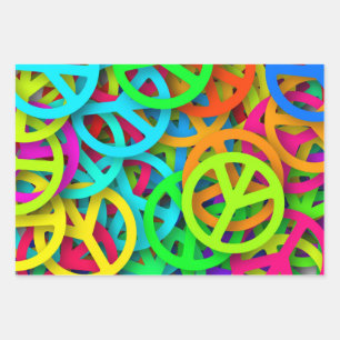 Hoja De Papel De Regalo Groovy Peace firma modelo arcoiris