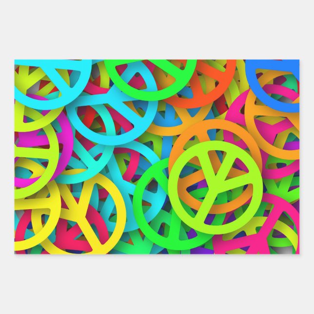 Hoja De Papel De Regalo Groovy Peace firma modelo arcoiris (Anverso 3)