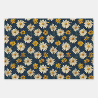 Hoja De Papel De Regalo Groovy Vintage Daisy Blue