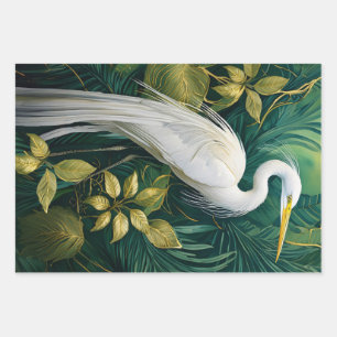 Hoja De Papel De Regalo Grullas Blancas y Gardenias, Coconut Grove