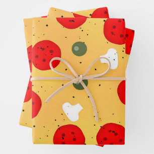 Hoja De Papel De Regalo Guay divertido pizza fiesta pepperoni hongo