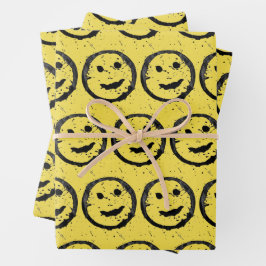 Hoja De Papel De Regalo Guay Seted Happy Sonriente patrón de cara amarillo