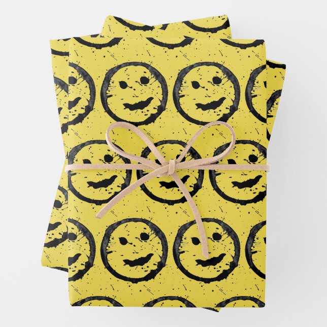 Hoja De Papel De Regalo Guay Seted Happy Sonriente patrón de cara amarillo (In situ)