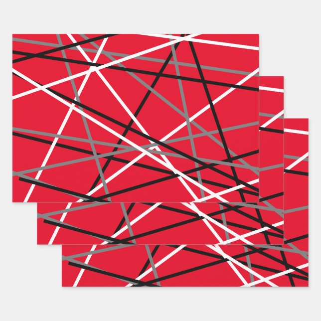 Hoja De Papel De Regalo Guay Strike Guitar Rojo Gris Blanco Negro (Set)