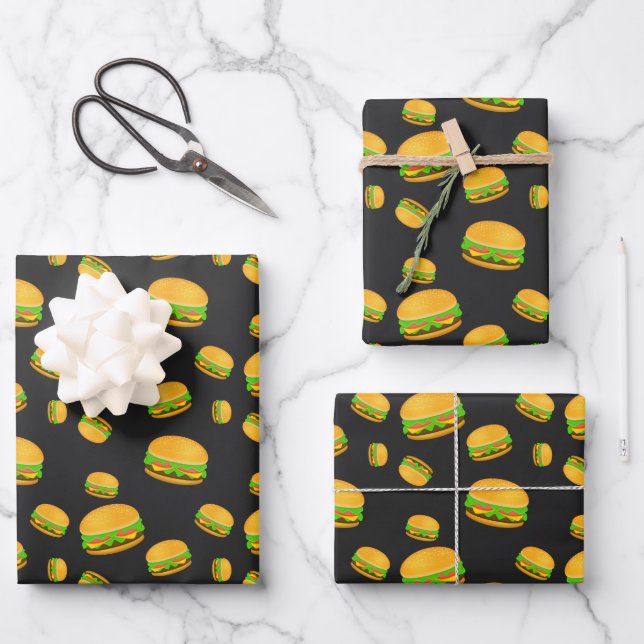Hoja De Papel De Regalo Guay y divertido patrón de hamburguesa deliciosa g (Anverso)