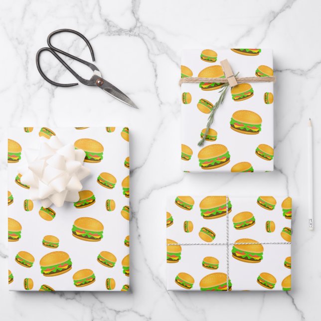 Hoja De Papel De Regalo Guay y divertido patrón de hamburguesa delicioso b (Anverso)