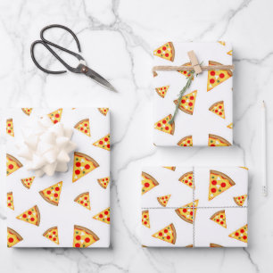 Hoja De Papel De Regalo Guay y el patrón de pizzas divertidas en blanco