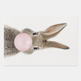 Hoja De Papel De Regalo Guia de burbuja rosa de conejo