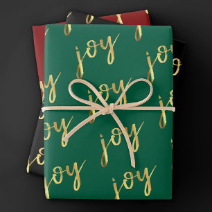 Hoja De Papel De Regalo Guión de alegría de vacaciones Relieve metalizad