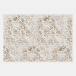 Hoja De Papel De Regalo Guión de Damasco de Oro Antiguo