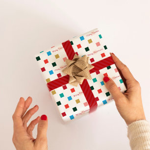 Hoja De Papel De Regalo Guión de Navidades de tablero de ajedrez colorido 