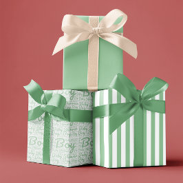 Hoja De Papel De Regalo Guión de niño de la tipografía verde de moda Baby 