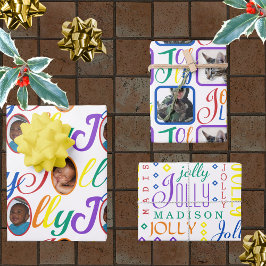 Hoja De Papel De Regalo Guión JOLLY Arcoiris En Blanco 4 Navidades De Foto