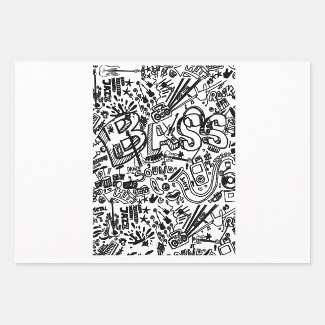 Hoja De Papel De Regalo Guitar Lover | Regalo de patrón de guitarra (Anverso)