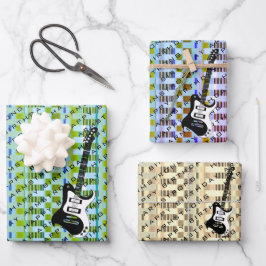 Hoja De Papel De Regalo Guitarra Eléctrica Personalizada Nombre moderno Cu