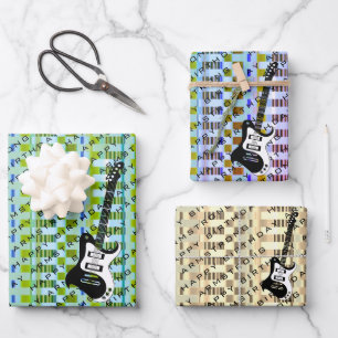 Hoja De Papel De Regalo Guitarra Eléctrica Personalizada Nombre moderno Cu