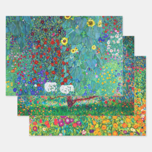 Hoja De Papel De Regalo Gustav Klimt, flores y flores