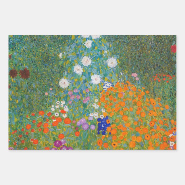 Hoja De Papel De Regalo Gustav Klimt - Jardín de flores (Anverso)