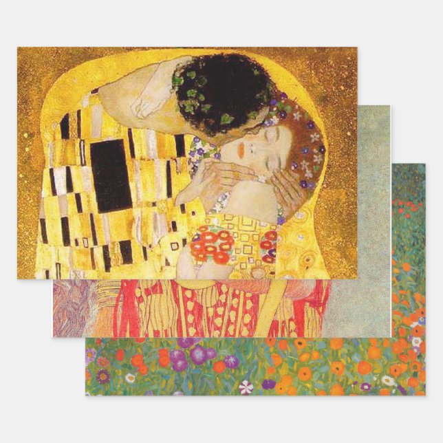 Hoja De Papel De Regalo Gustav Klimt La Pintura Clásica Del Beso (Set)