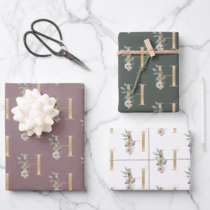 Hoja De Papel De Regalo H Monograma Floral