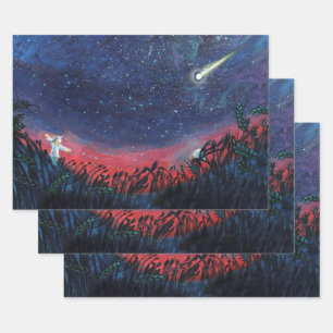 Hoja De Papel De Regalo Hacer un deseo en un Ilustracion de una estrella d