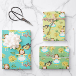 Hoja De Papel De Regalo Hada con vestido azul