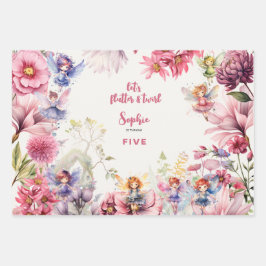 Hoja De Papel De Regalo Hadas de huerto acuarela cumpleaños