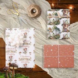 Hoja De Papel De Regalo Hadas Primeros Animales Woodland hongos Primer cum