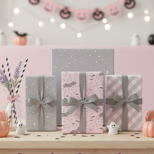 Hoja De Papel De Regalo Halloween Bats, Stars & Gingham Kids