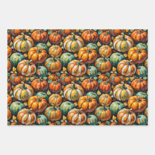 Hoja De Papel De Regalo Halloween, calabazas y brujas. Calabazas, caída,