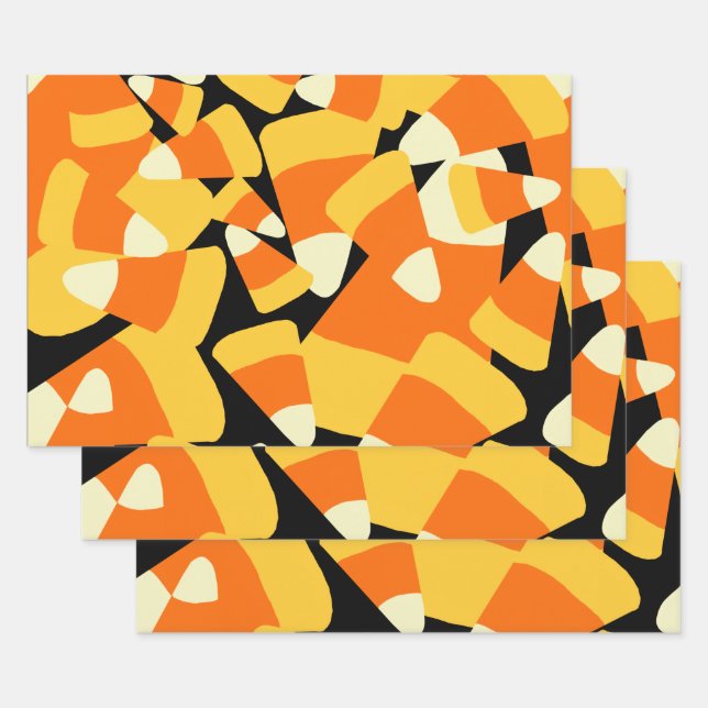 Hoja De Papel De Regalo Halloween Candy Corn Seamless Pattern (Set)