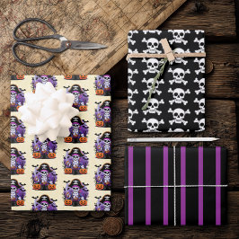 Hoja De Papel De Regalo Halloween con tema de pirata 