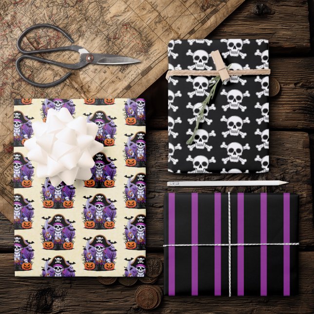 Hoja De Papel De Regalo Halloween con tema de pirata  (Subido por el creador)