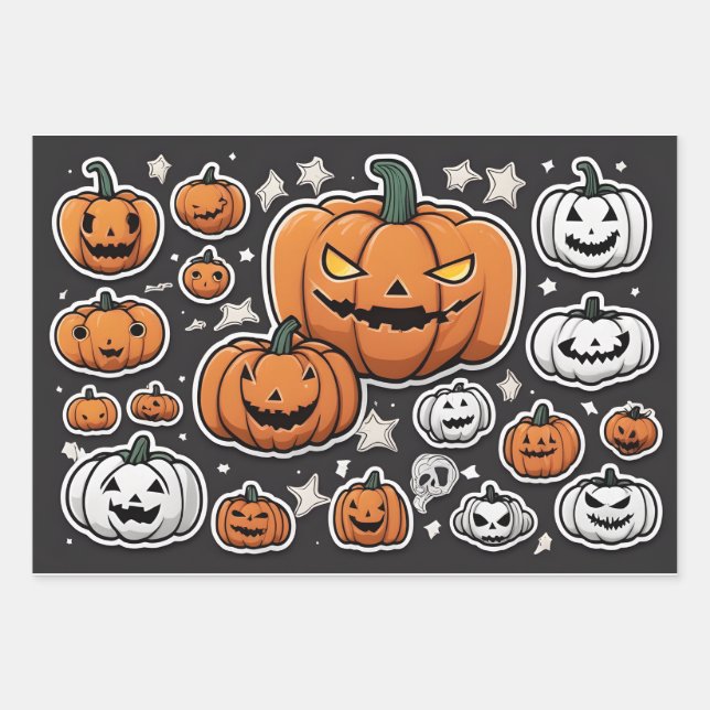 Hoja De Papel De Regalo Halloween de calabaza (Anverso)