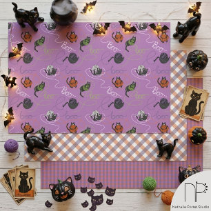 Hoja De Papel De Regalo Halloween de gato enmarañado hermosamente embrujad