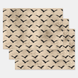 Hoja De Papel De Regalo Halloween de murciélagos negros vintados
