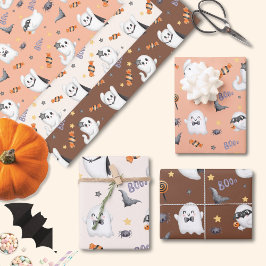 Hoja De Papel De Regalo Halloween del fantasma del chabacano dulce pastel 