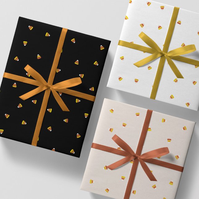 Hoja De Papel De Regalo Halloween dulce de maíz lindo naranja negro divert (Subido por el creador)