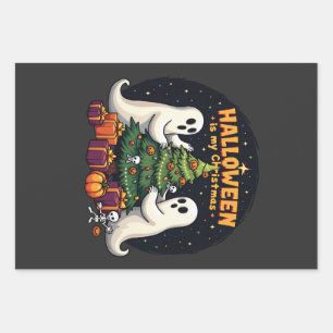 Hoja De Papel De Regalo Halloween es mi Navidad Divertido Fantasma Navidad