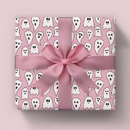 Hoja De Papel De Regalo Halloween fantasma rosa